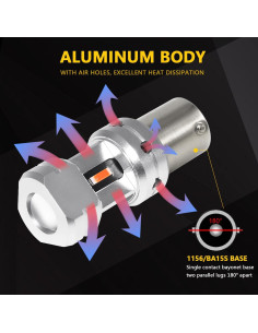 Bombillas LED Rojas PHINLION 1156 3600 Lúmenes Paquete de 2 2