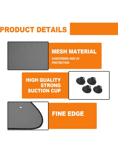 Sombrillas para Coche KEVWR 2 Pcs Protección Solar UV Negra