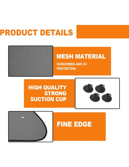 Sombrillas para Coche KEVWR 2 Pcs Protección Solar UV Negra
