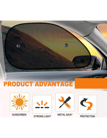 Sombrillas para Coche KEVWR 2 Pcs Protección Solar UV Negra