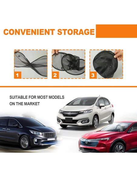 Sombrillas para Coche KEVWR 2 Pcs Protección Solar UV Negra