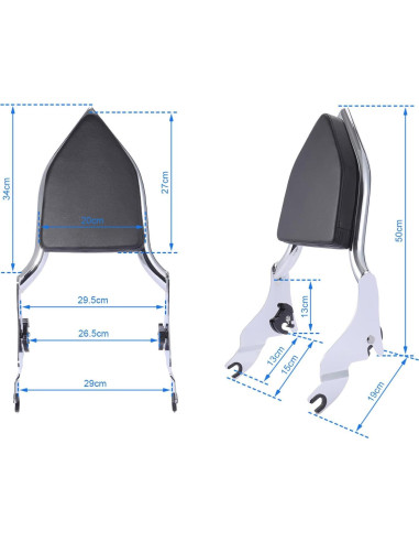 Respaldo Sissy Desmontable Bravema Touring Plata 2009-2022