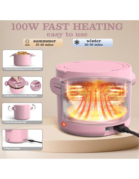 Caja de Almuerzo Eléctrica CDBEEE 33oz Acero Inoxidable 100W