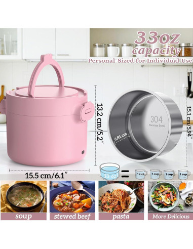 Caja de Almuerzo Eléctrica CDBEEE 33oz Acero Inoxidable 100W