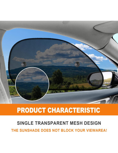 Sombrillas para Coche KEVWR 2 Pcs Protección Solar UV Negra