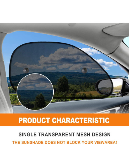 Sombrillas para Coche KEVWR 2 Pcs Protección Solar UV Negra