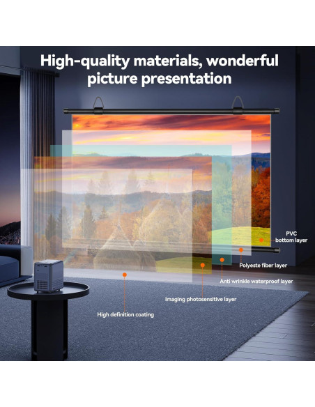Pantalla Proyector Portátil 100" XIAOHUI 16:9 Anti-Luz
