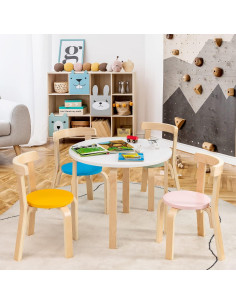 Conjunto de Mesa y Sillas para Niños Costzon 5 Piezas Madera 2