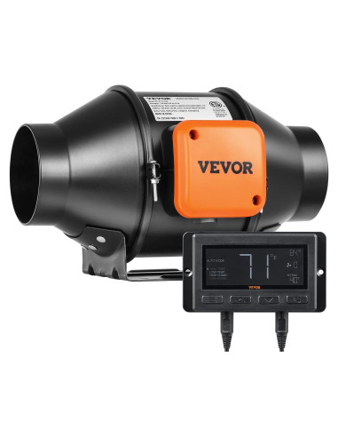 Ventilador de Conducto VEVOR 4" 205 CFM Silencioso con Controlador