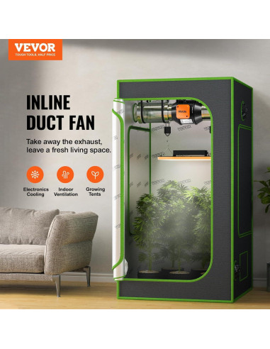 Ventilador de Conducto VEVOR 4" 205 CFM Silencioso con Controlador