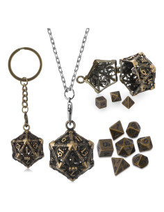 Conjunto de Dados Mini Metálicos Syhood 7 Pcs Oro Antiguo