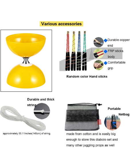 Juego de Diabolo Chino Erencook con Palos y Hilos - Azul