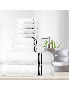 Juego de Toallas Premium Simpli-Magic 8 Piezas Algodón Negro 2