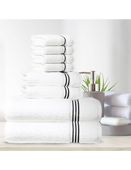 Juego de Toallas Premium Simpli-Magic 8 Piezas Algodón Negro