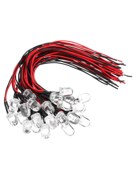 Diodos LED Amarillo 10mm PATIKIL 30 Pcs 12V DC Pre Cableados