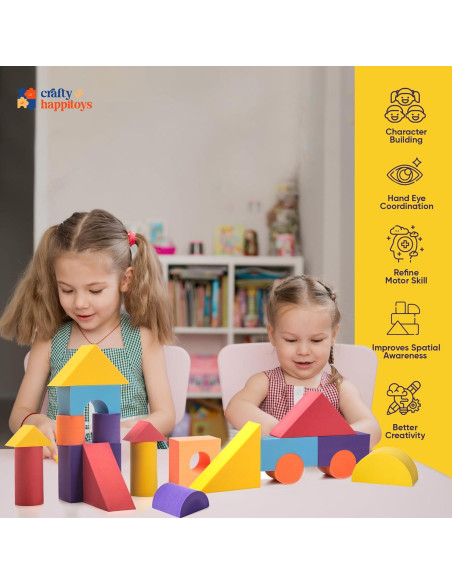 Juego de 34 Bloques de Espuma Jumbo Crafty Happitoys