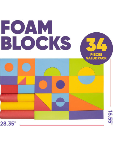 Juego de 34 Bloques de Espuma Jumbo Crafty Happitoys
