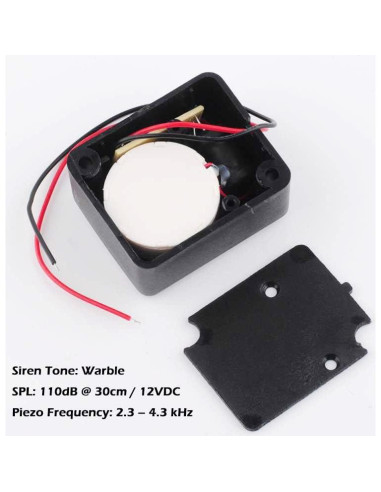 Mini Sirena Piezoeléctrica 12V Wishiot 110dB 2 Piezas