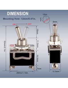 Interruptor de Palanca DMWD 30A 12VDC 2P Negro ON/OFF 2