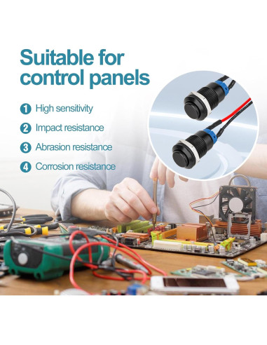 Interruptor pulsador 12mm AccEncyc - IP66, 10PCS, 3A 250V