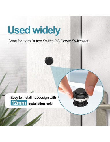 Interruptor pulsador 12mm AccEncyc - IP66, 10PCS, 3A 250V