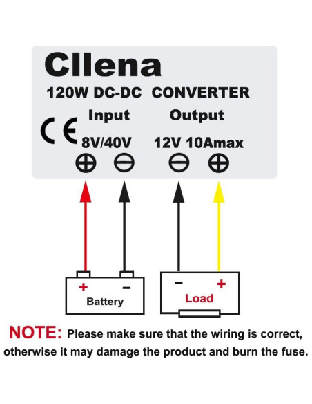 Convertidor DC 8V-40V a 12V 10A Cllena Regulador Impermeable