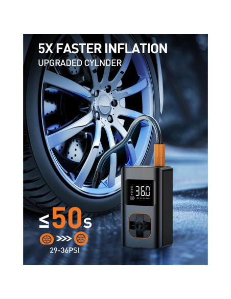 Compresor de Aire Portátil KIAIR ATJ005 150PSI con Luz LED