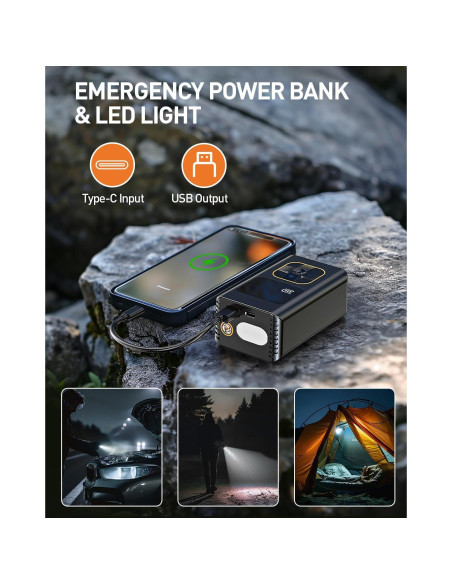 Compresor de Aire Portátil KIAIR ATJ005 150PSI con Luz LED