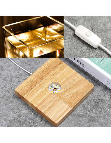 Kit Acuario de Vidrio SARUFO 3.06L con Base de Madera y Luz LED