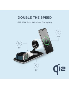 Base de Carga Inalámbrica Satechi Qi2 3 en 1 15W para iPhone 2