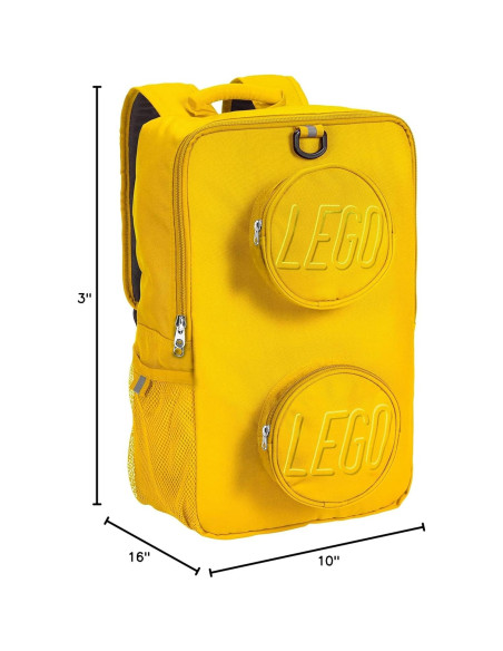 Mochila LEGO Brick Amarillo 40cm con 2 Bolsillos y Cremalleras