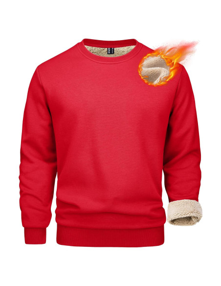 Sudadera Forrada de Sherpa para Hombre MAGCOMSEN Roja Mediana