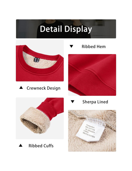 Sudadera Forrada de Sherpa para Hombre MAGCOMSEN Roja Mediana