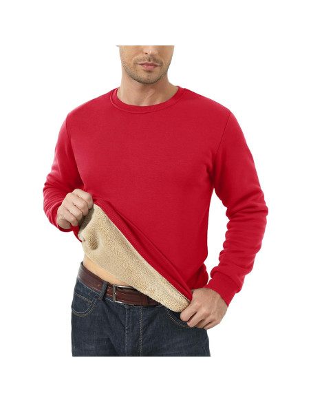 Sudadera Forrada de Sherpa para Hombre MAGCOMSEN Roja Mediana