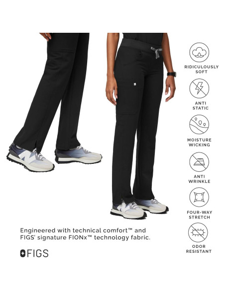 Pantalones de Scrub Cargo FIGS Kade para Mujeres - Negro, 4 Bolsillos