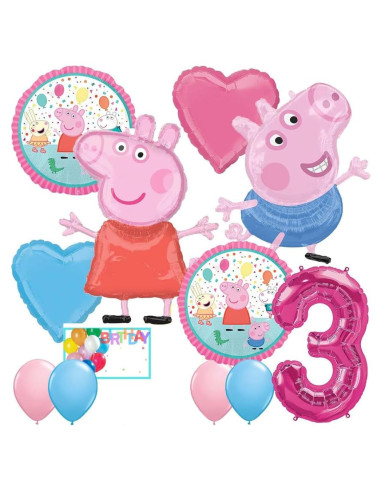 Globos de Cumpleaños Peppa y George Pig Anagram 9 Piezas