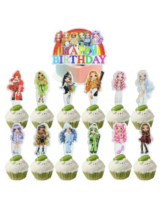 Set de 25 Decoraciones de Pastel Rainbow High - Toppers para Cupcakes