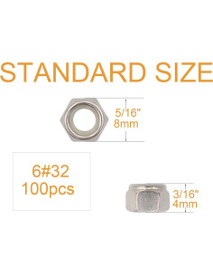 Tuercas de Bloqueo de Nylon 6-32 binifiMux 100 Piezas Acero Inoxidable 2