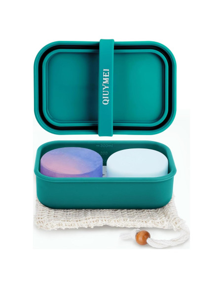 Contenedor de Jabón de Viaje QIUYMEI Verde con Drenaje