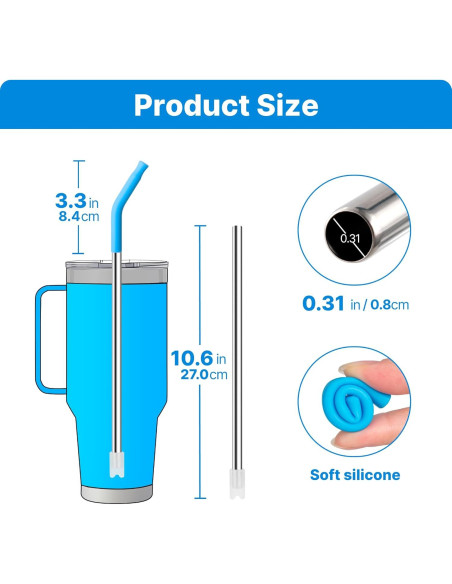 Popotes de Acero Inoxidable Bluwing para Vaso YETI 42 oz - 4 Piezas