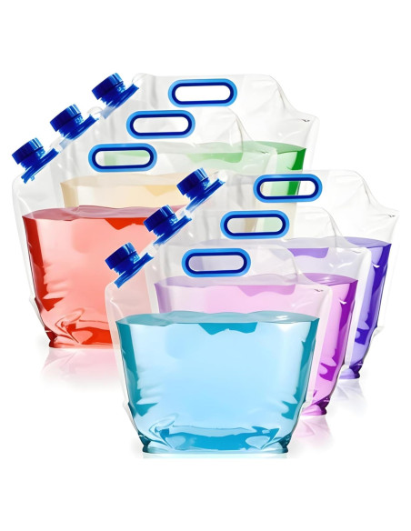AVLA 6 Bolsas Plegables de Agua 5.7L Plástico Claro Camping