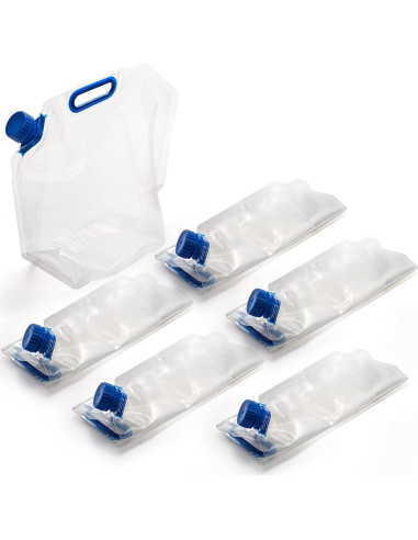 AVLA 6 Bolsas Plegables de Agua 5.7L Plástico Claro Camping