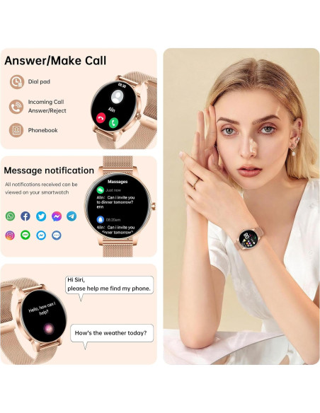 Reloj Inteligente Lefitus Oro Rosa 1.27" HD Fitness IP68