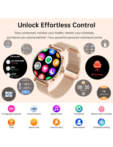 Reloj Inteligente Lefitus Oro Rosa 1.27" HD Fitness IP68