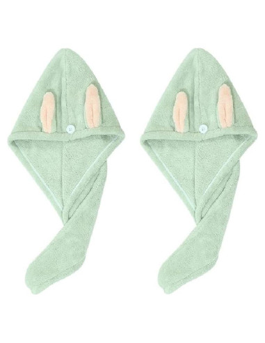 Toalla de Microfibra para Cabello Genérica 2PC Verde Absorbente