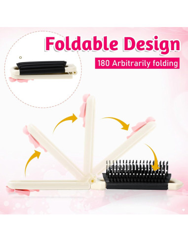Cepillo de Pelo Plegable con Espejo Gtziqa - Blanco Crema