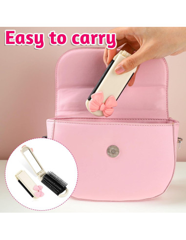 Cepillo de Pelo Plegable con Espejo Gtziqa - Blanco Crema