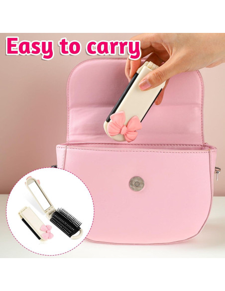 Cepillo de Pelo Plegable con Espejo Gtziqa - Blanco Crema