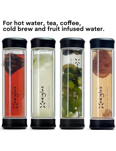 Botella de Té Xaeiglas 400ml con Infusor Acero Inoxidable