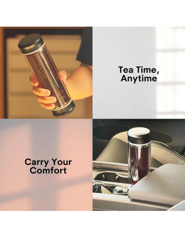 Botella de Té Xaeiglas 400ml con Infusor Acero Inoxidable